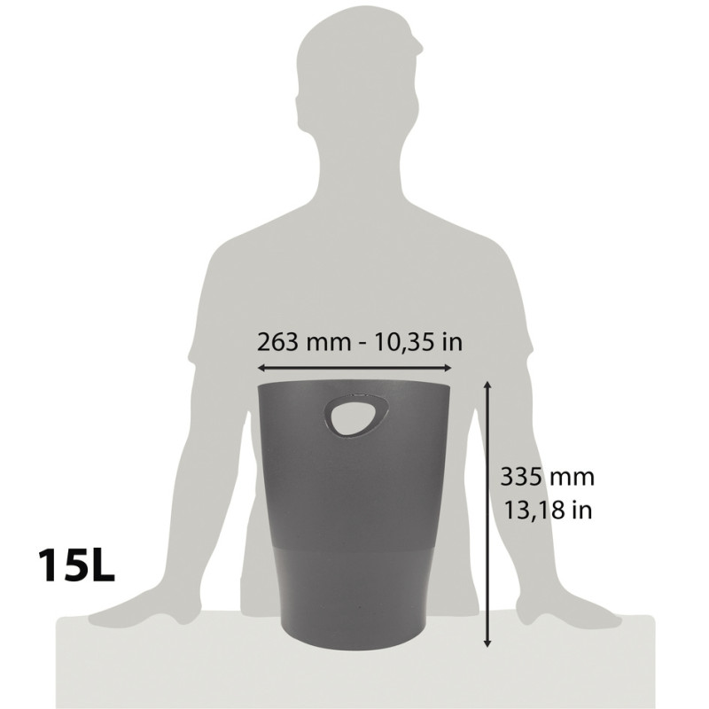 Corbeille à papier ECOBIN 15L gris foncé