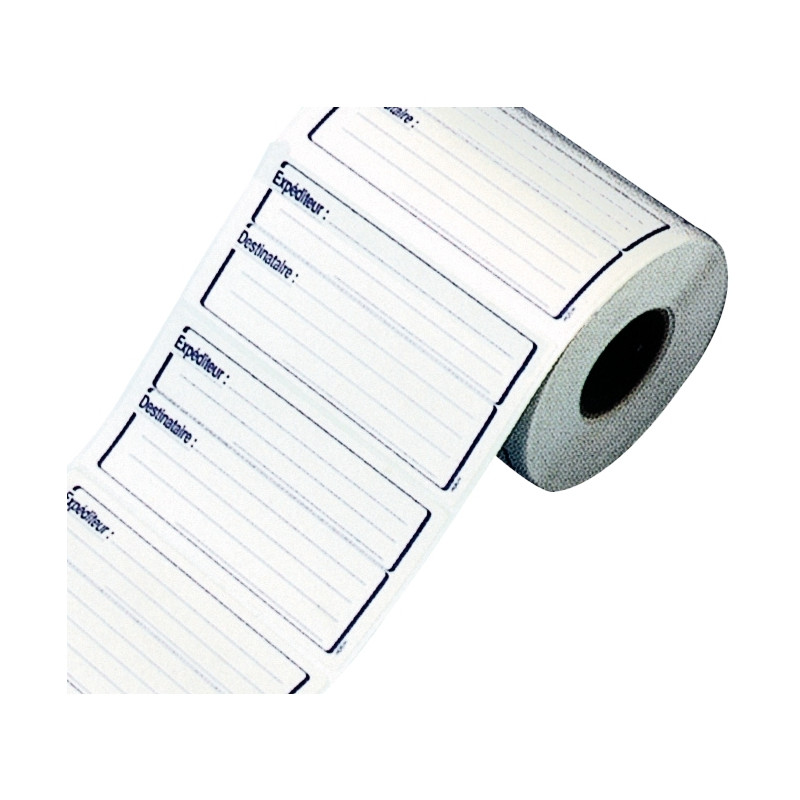 Rouleau de 500 étiquettes adhésives "expéditeur / destinataire" 125x65