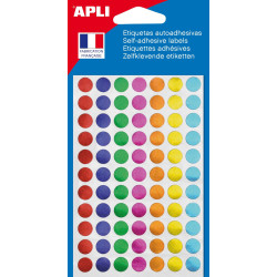 Gommettes permanentes rondes - Gommettes rondes diam 15 mm 4 couleurs