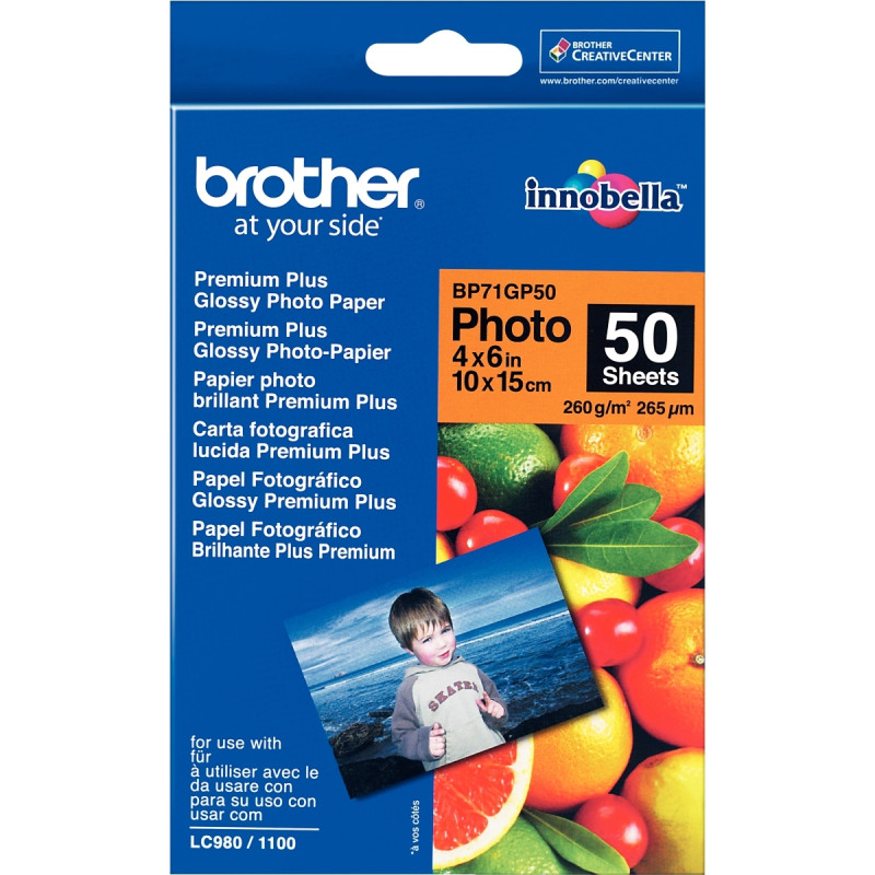 Paquet de 50 feuilles de papier photo brillant marque Brother format A