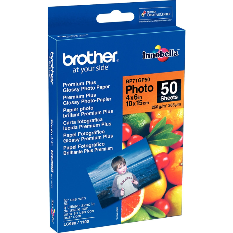 Paquet de 50 feuilles de papier photo brillant marque Brother format A