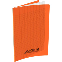 Piqûre 60 pages CONQUERANT, 17x22 cm, seyès, couv PP orange