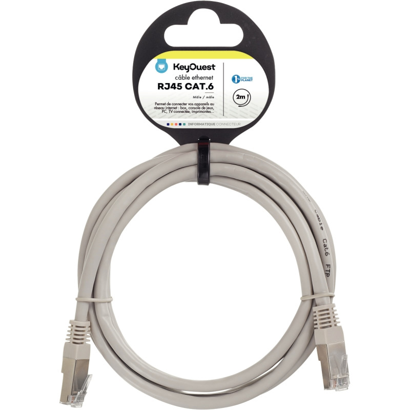 Cordon RJ45 catégorie 6 2m gris