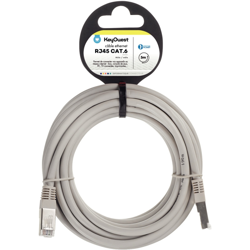Cordon RJ45 catégorie 6 5m gris