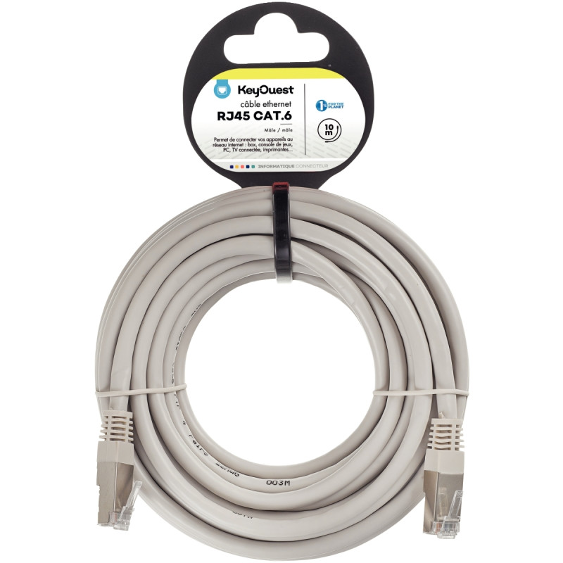 Cordon RJ45 catégorie 6 10m gris