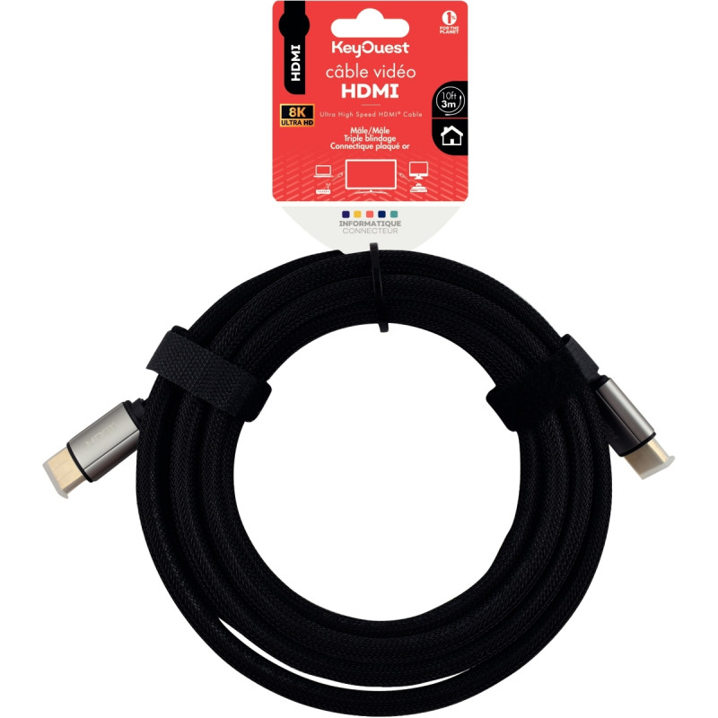 Cordon HDMI 2.1 8K 3m noir