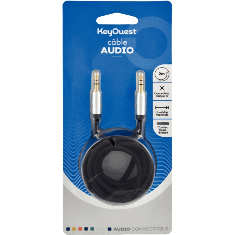 Cordon jack 3.5mm noir 2m