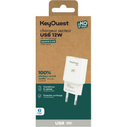 Chargeur secteur 1 port USB-A 12W blanc
