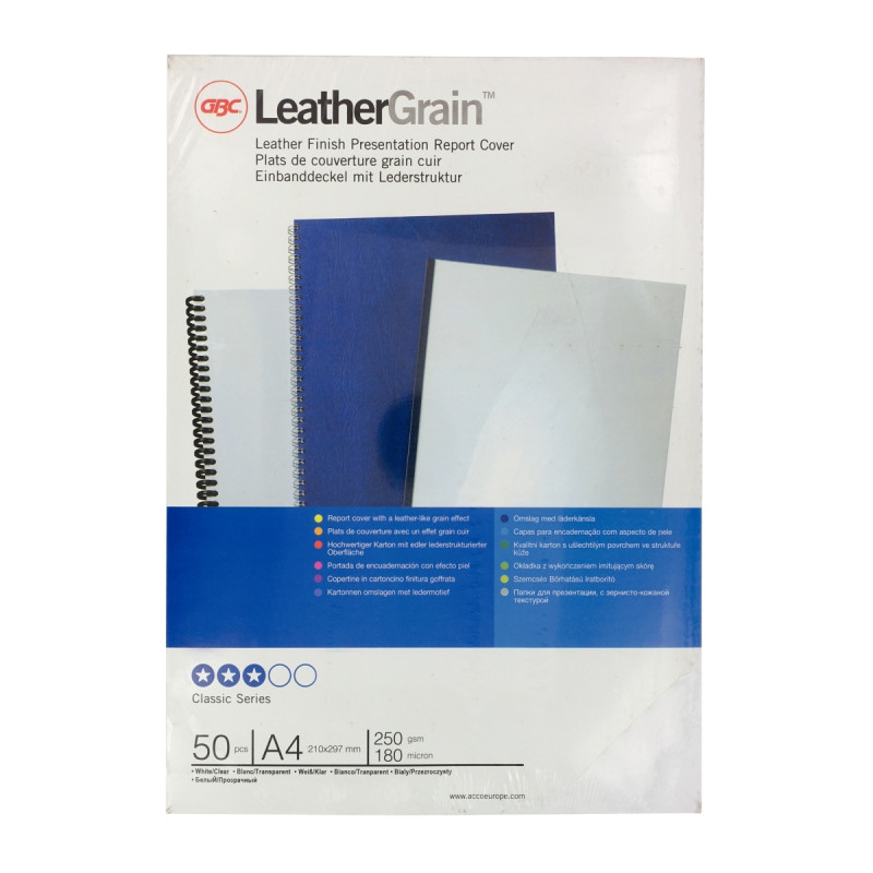 Paquet de 25 couvertures grain cuir blanc +25 couvertures PVC