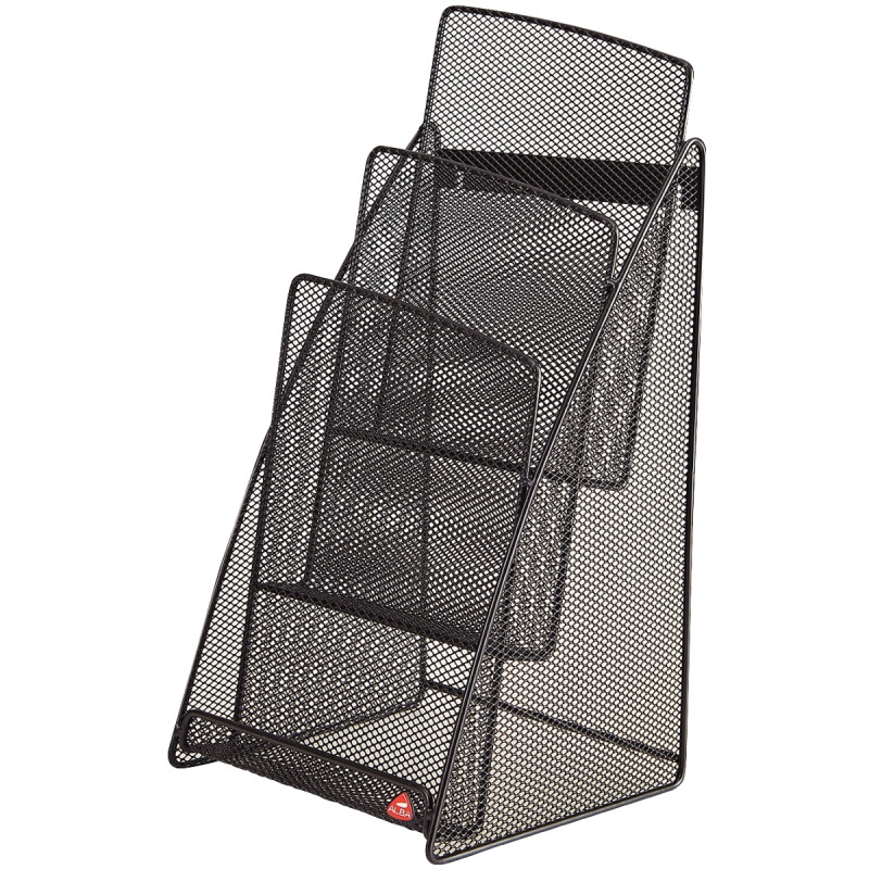Porte-brochures 3 compartiments MESH en métal noir 148x210mm