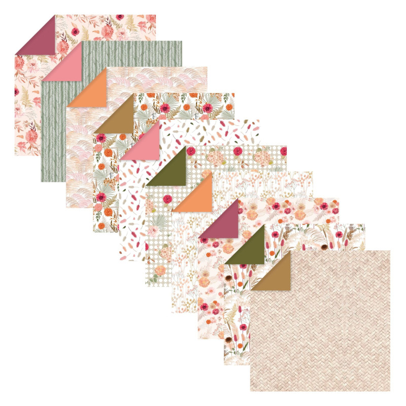 Papiers origami Fleurs Séchées 60f 70g