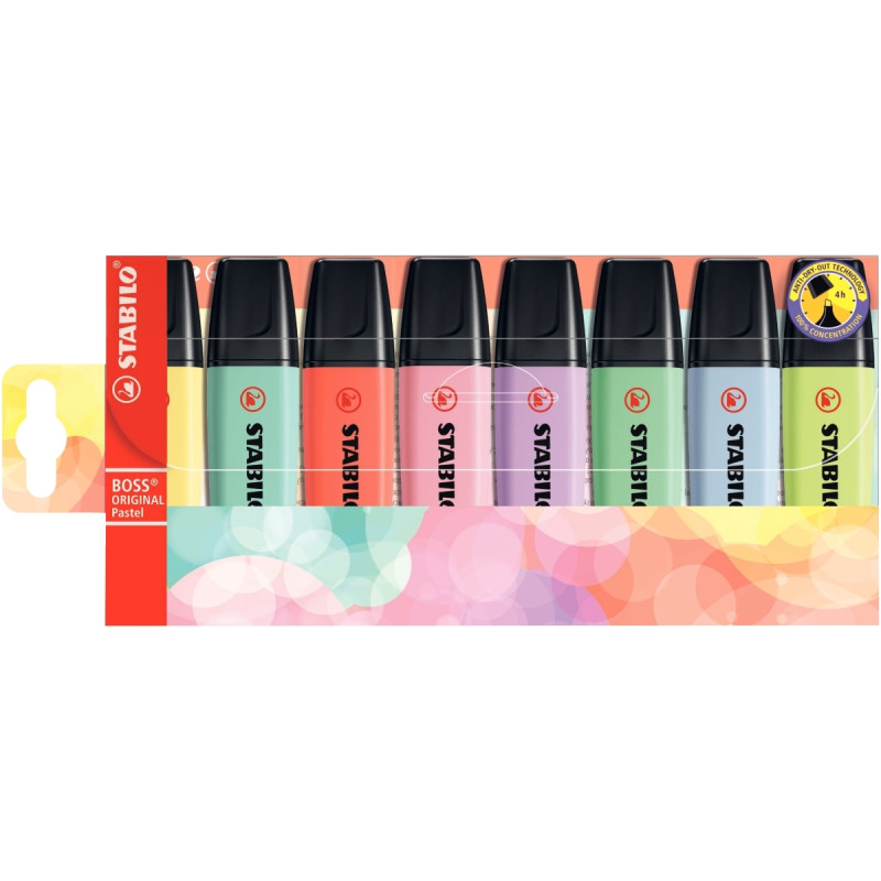 Pochette de 8 surligneurs Boss pastels assortis