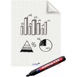 Rouleau de 25 feuilles statiques Magic-Chart blanc quadrillé 60x80cm