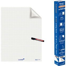 Rouleau de 25 feuilles statiques Magic-Chart blanc quadrillé 60x80cm