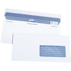 Boite de 100 enveloppes blanches 110x220mm 90g autocollante fenêtre 45