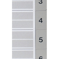 Jeu de 12 intercalaires numériques en polypropylène gris, format A4