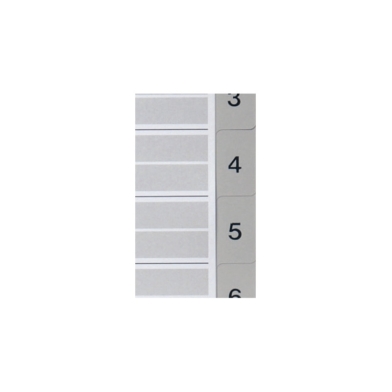 Jeu de 12 intercalaires numériques en polypropylène gris, format A4