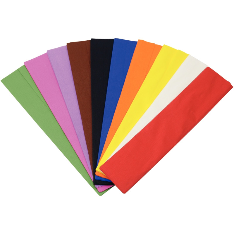 Paquet de 10 feuilles crépon ordinaire 200x50 cm rouge