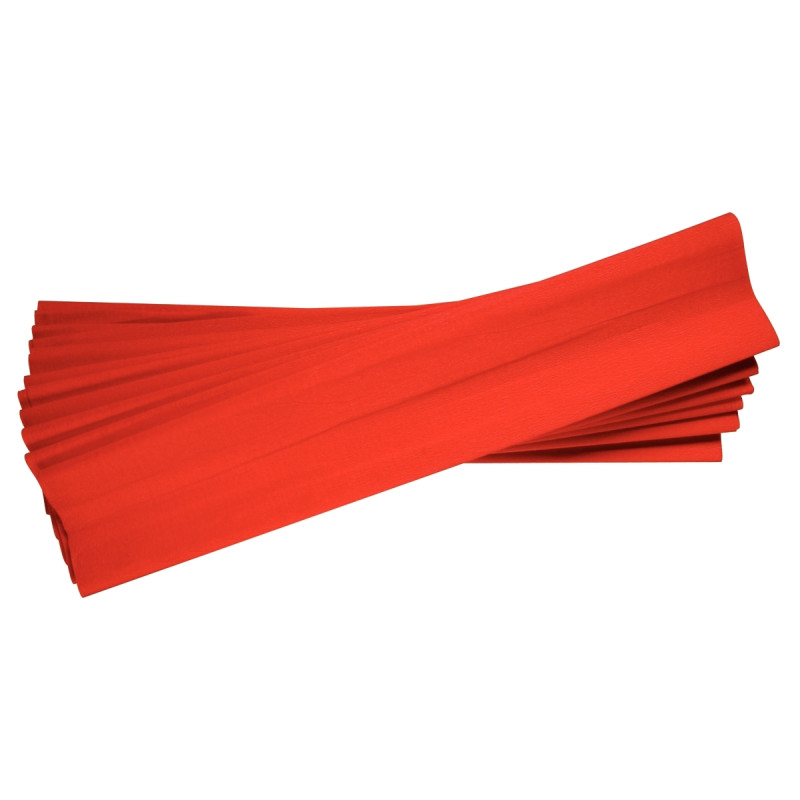 Paquet de 10 feuilles crépon ordinaire 200x50 cm rouge