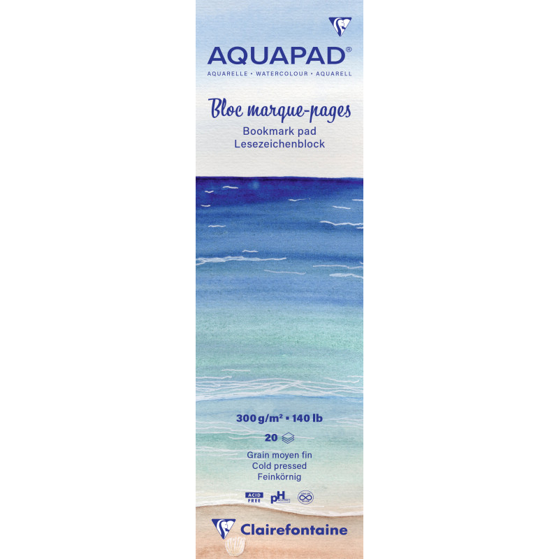 Bloc collé Aquapad Marque-pages aquarelle 6x20cm 20F 300g