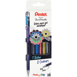 Pochette de 6 stylos gel Dual Métallic assortis