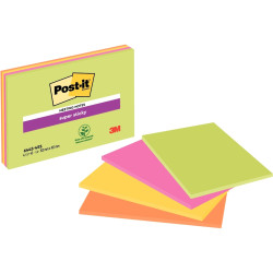 4 blocs Notes Super Sticky Post-it® grand format 101x152mm
