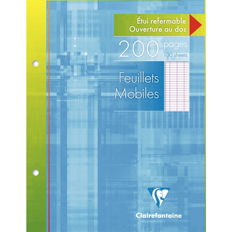 Feuillets mobiles 200 pages 90g, format 17x22 cm, seyès blanc