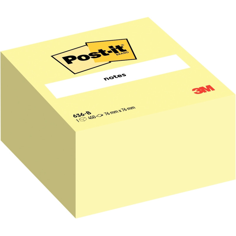 Cube de 450 feuilles de notes post-it repositionnable 76 x 76 mm color