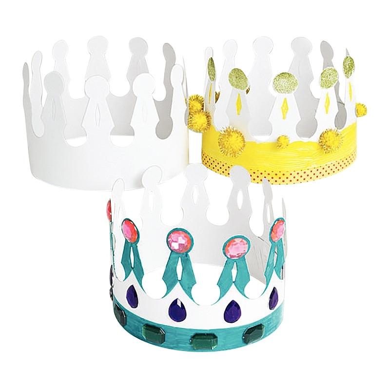 Lot de 24 couronnes en carton blanc