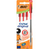 Boite de 4 stylos bille Cristal pointe moyenne rouges