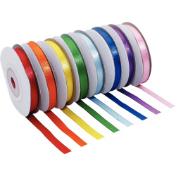 Lot de 10 rubans en satin dimensions 7 mm x 10 m coloris assortis