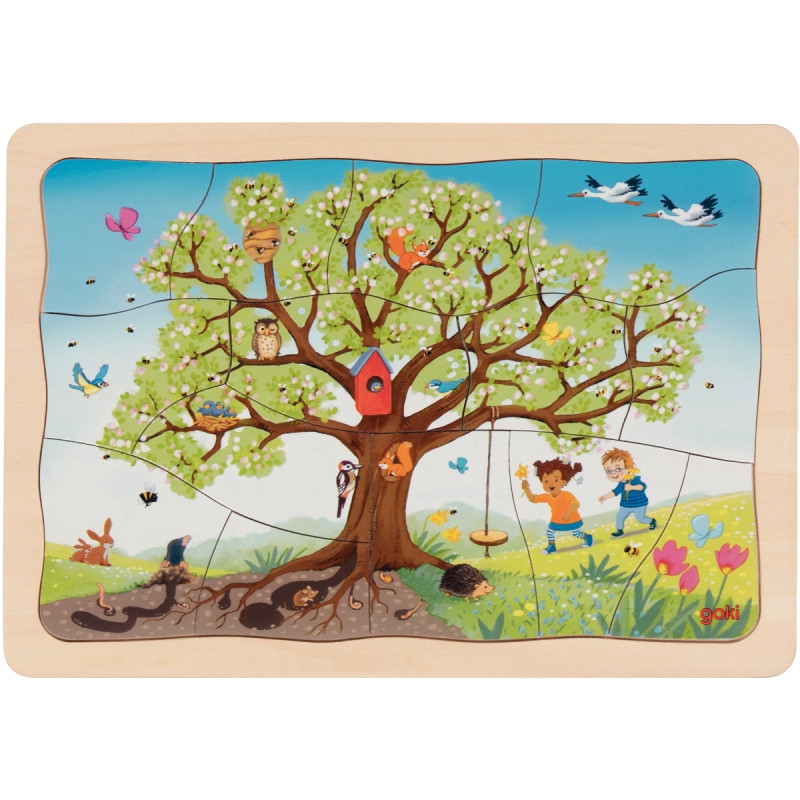 Puzzle 4 niveaux 4 saisons, le pommier