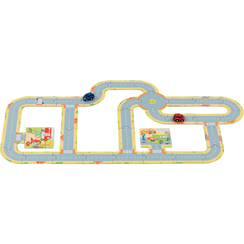 Circuit de routes en carton + 2 voitures