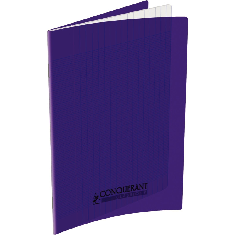 Piqûre 60 pages CONQUERANT, 17x22 cm, seyès, couv PP violet
