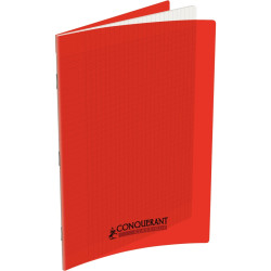 Piqûre 48 pages CONQUERANT, A4, seyès, couv PP rouge