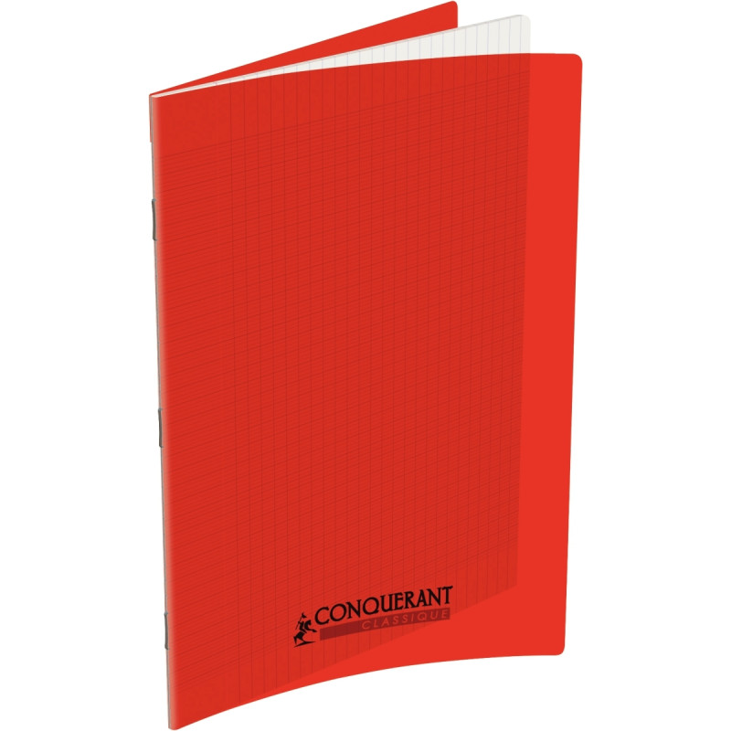 Piqûre 48 pages CONQUERANT, A4, seyès, couv PP rouge