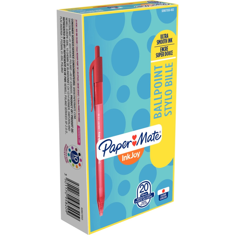 Boîte de 20 stylos Inkjoy 100 rétractable rouges