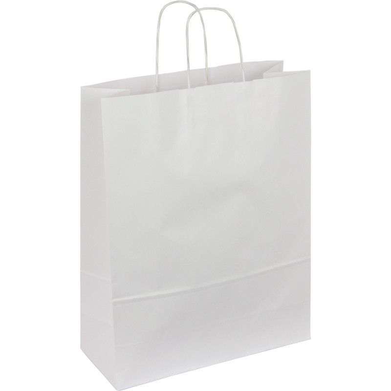 Paquet de 50 sacs kraft blanc 35+14x44cm poignées torsadées