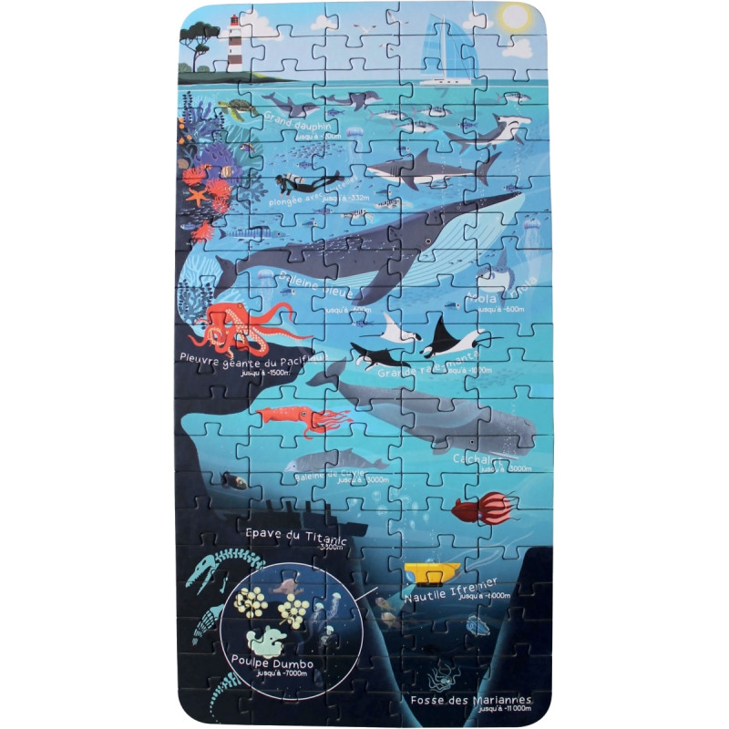 Puzzle 100 pièces, le monde marin