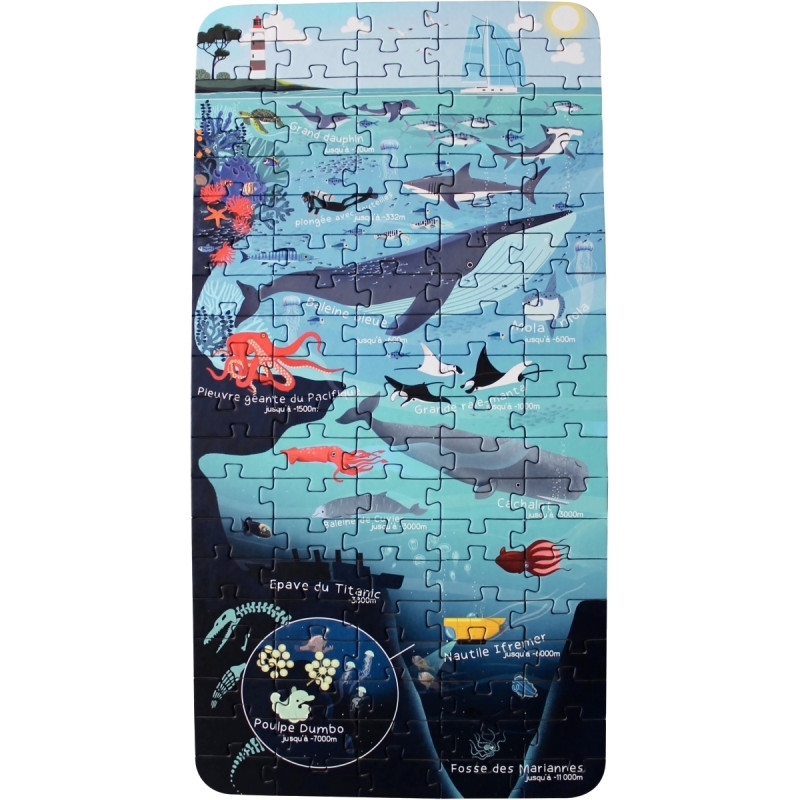 Puzzle 100 pièces, le monde marin