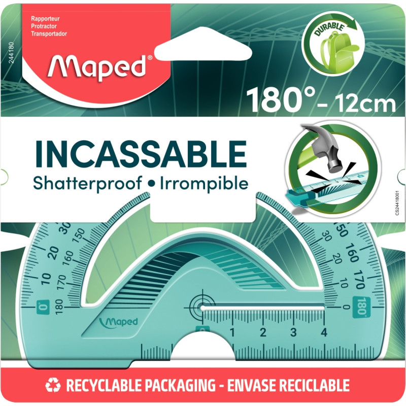 Blister rapporteur 180° 12cm incassable