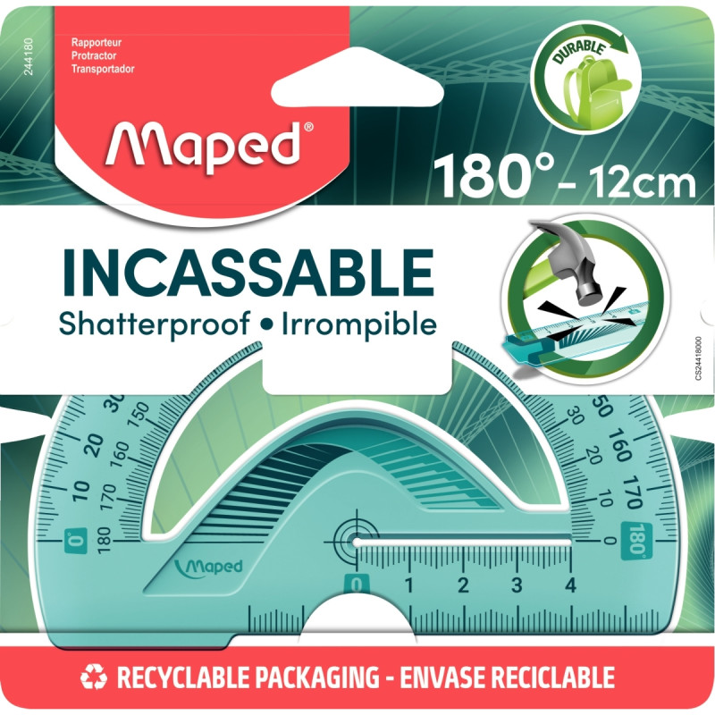 Blister rapporteur 180° 12cm incassable