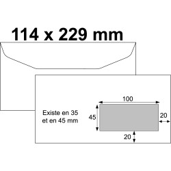 Boite de 1000 enveloppes blanches 114x229mm 80g mécanisables fenêtre 3