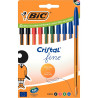Boîte de 10 stylos bille Cristal pointe fine assortis