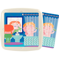 Lot de 4 puzzles à cadre 25 pièces, la journée d'un enfant