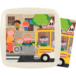 Lot de 4 puzzles à cadre 25 pièces, la journée d'un enfant