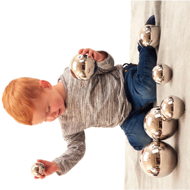 Boite de 7 balles sonores coloris argent