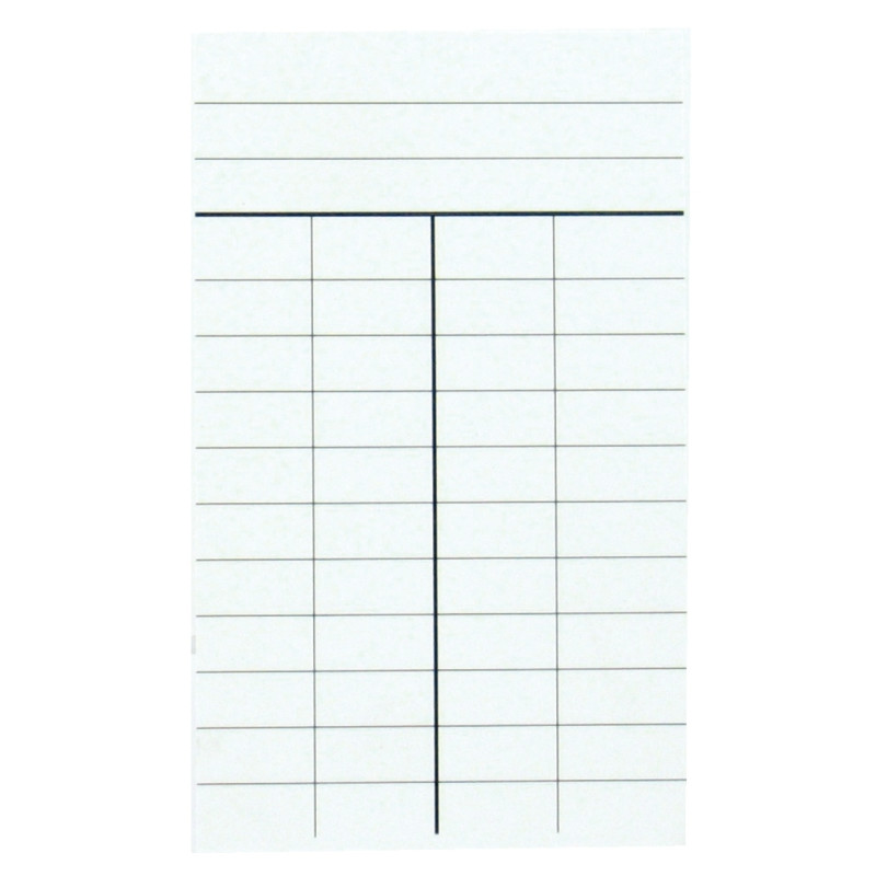 Paquet de 1000 fiches de prêt, 4 colonnes dimensions : 12,5 x 7,5 cm