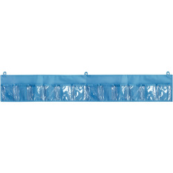 Rangement mural horizontal bleu avec 12 pochettes