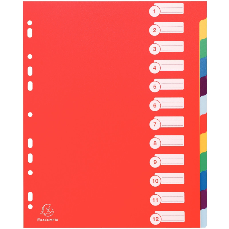 Jeu de 12 intercalaires en polypropylène 30/100ème, format A4+